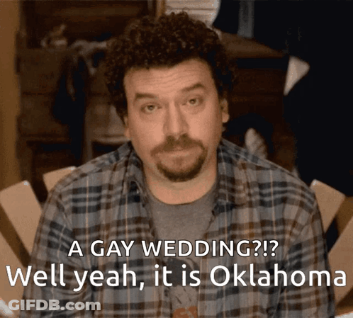 Man In Plaid Shirt Saying A Gay Wedding GIF