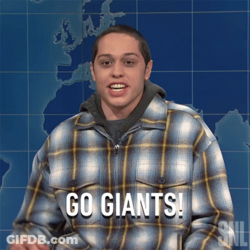 Man In Plaid Shirt Saying Go Giants GIF