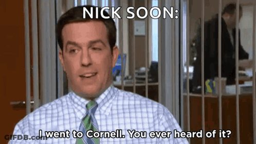 Man In Plaid Shirt Saying I Went To Cornell GIF
