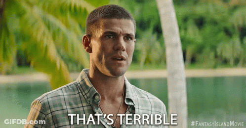 Man In Plaid Shirt Saying That's Terrible Next To Palm Tree GIF
