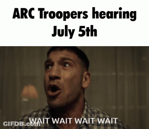 Man In Plaid Shirt Says Arc Troopers Hearing July 5Th GIF