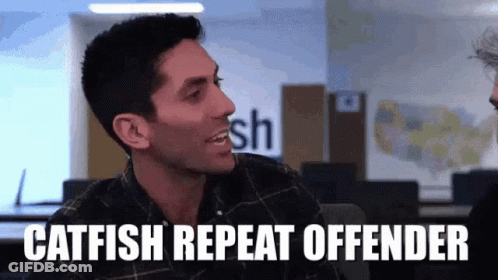 Man In Plaid Shirt Says Catfish Repeat Offender GIF