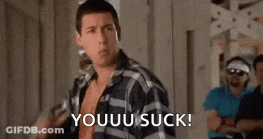 Man In Plaid Shirt Says Youuu Suck GIF