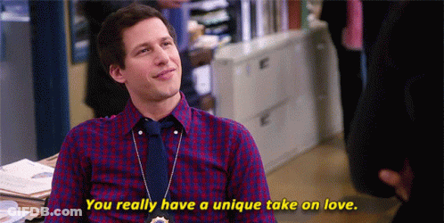 Man In Plaid Shirt Smiling Saying You Really Have A Unique Take On Love GIF