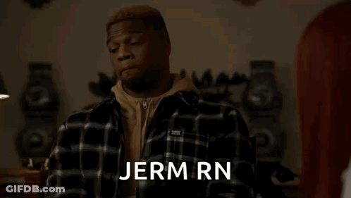 Man In Plaid Shirt Talking To Woman With Jern GIF