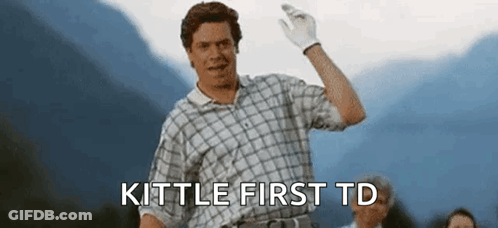 Man In Plaid Shirt Waving Says Kittle First TD GIF