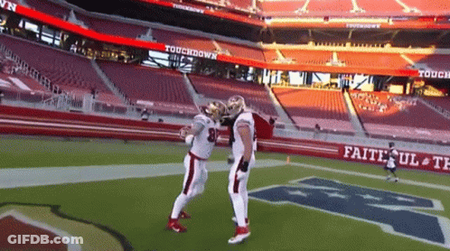 Man In Plaid Shirt Waving Says Kittle First TD GIF