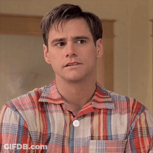 Man In Plaid Shirt With Button Saying II GIF
