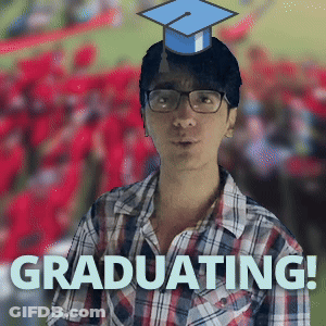 Man In Plaid Shirt With Graduation Cap GIF