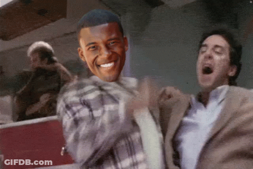 Man In Plaid Shirt With Obama On Back GIF