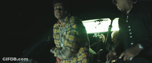 Man In Plaid Shirt With Snoop Dogg Badge GIF