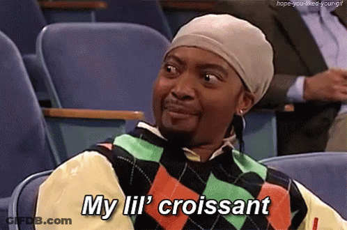 Man In Plaid Sweater Saying My Lil Croissant GIF