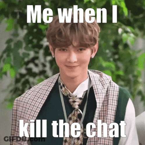 Man In Plaid Vest And Tie Saying Me When I Kill Chat GIF