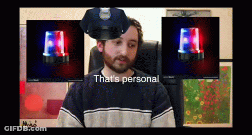Man In Police Hat Says That's Personal GIF