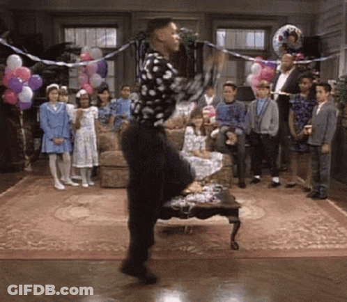 Man In Polka Dot Shirt Dancing In Front Of Crowd GIF