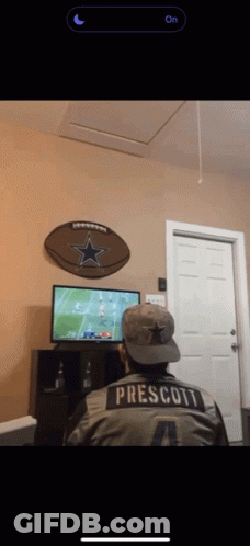 Man In Prescott Jersey Watching Football GIF