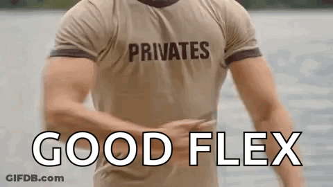 Man In Privates T-Shirt Flexing Muscles GIF