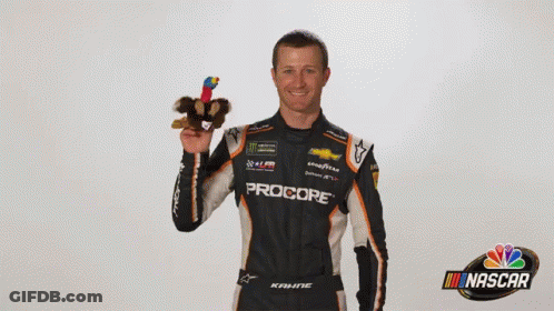 Man In Procore Shirt Holding Stuffed Turkey GIF