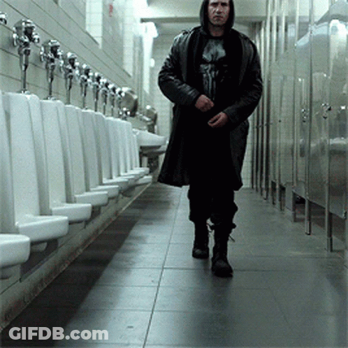 Man In Punisher Shirt Walking GIF