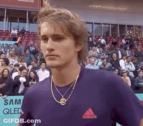Man In Purple Adidas Shirt And Necklace GIF