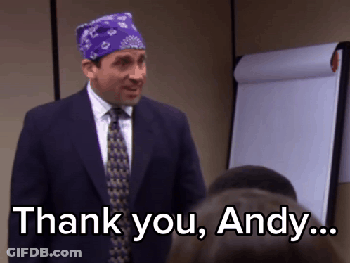 Man In Purple Bandana And Suit Saying Thank You Andy GIF