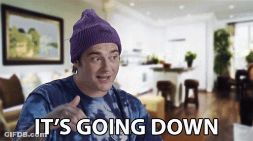 Man In Purple Beanie And Blue Shirt Says It's Going Down GIF