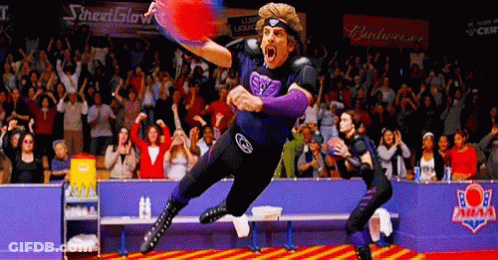 Man In Purple Jersey Jumping With Budweiser Banner GIF