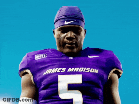 Man In Purple Jersey Saying James Madison GIF