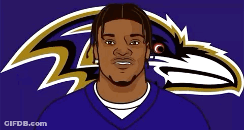 Man In Purple Jersey With Ravens Logo GIF