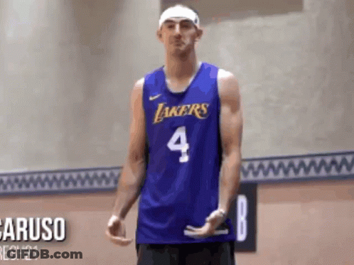 Man In Purple Lakers Jersey Number 4 GIF