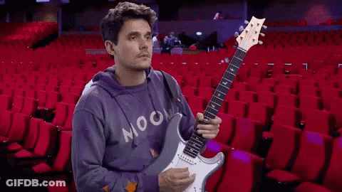 Man In Purple Moon Sweatshirt Playing Guitar GIF