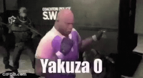 Man In Purple Shirt And Boxing Gloves In Front Of Police Station GIF