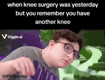 Man In Purple Shirt And Glasses When Knee Surgery Was Yesterday GIF