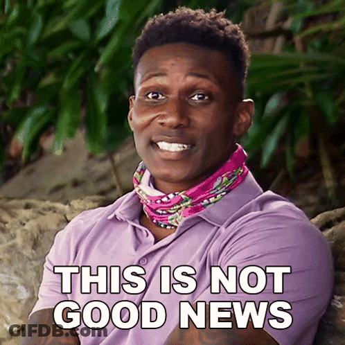 Man In Purple Shirt And Pink Scarf Saying This Is Not Good News GIF