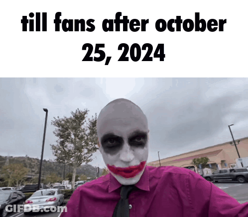 Man In Purple Shirt And Tie With Joker Face Paint GIF
