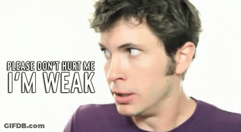 Man In Purple Shirt Please Don't Hurt Me I'm Weak GIF
