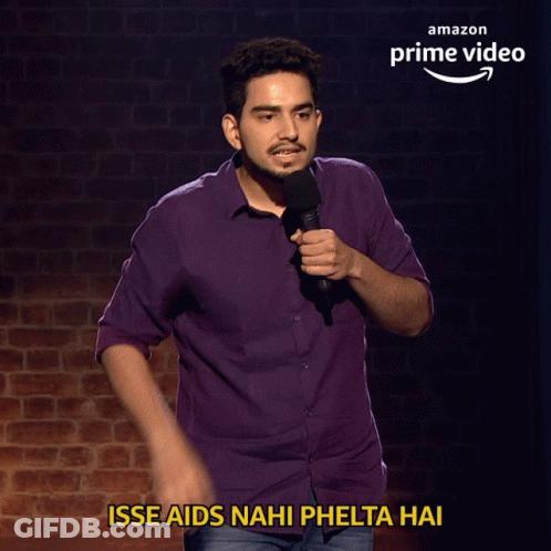 Man In Purple Shirt Saying Isse Aids Nahi Phelta Hai GIF