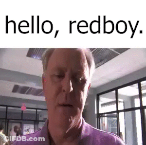Man In Purple Shirt Says Hello Redboy GIF