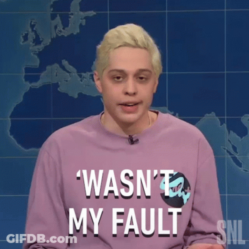 Man In Purple Shirt Says Wasn't My Fault GIF