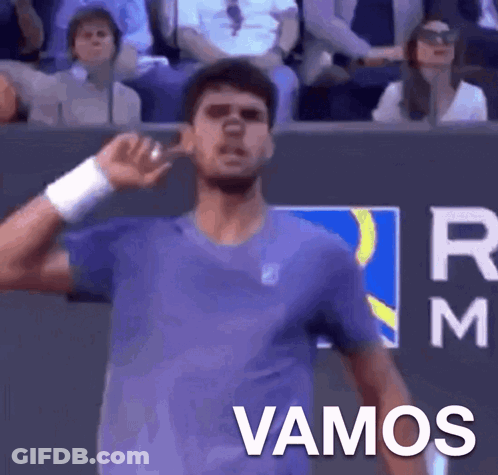 Man In Purple Shirt Vamos GIF