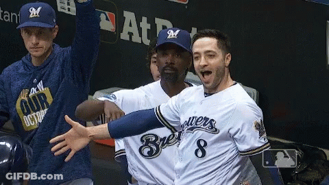 Man In Purple Shirt When You Find Out Brewers Traded For You #Dolstearns GIF