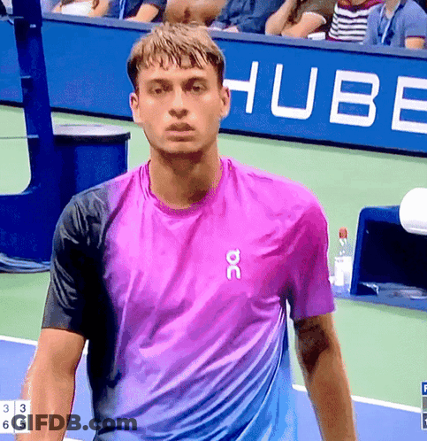 Man In Purple Shirt With DC GIF