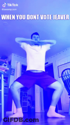Man In Purple Shorts Doing Squats Saying When You Dont Vote Jeaves GIF