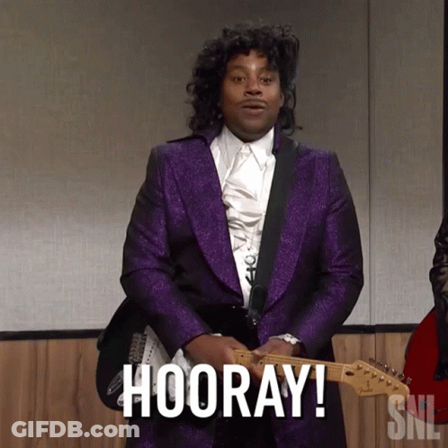 Man In Purple Suit Holding Guitar Hooray GIF