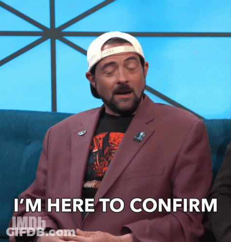 Man In Purple Suit Saying I'm Here To Confirm IMDB GIF