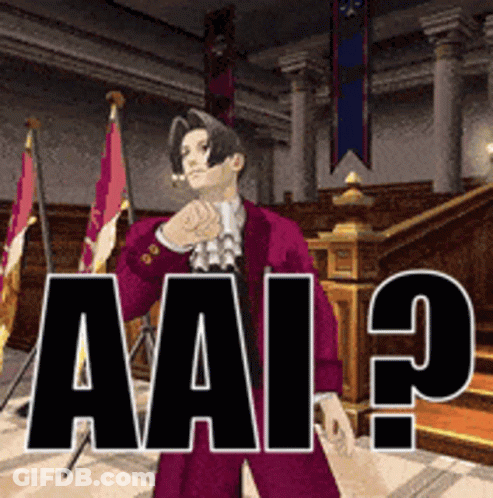 Man In Purple Suit With Sign Aai? GIF