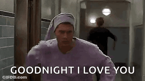 Man In Purple Sweater Running Saying Goodnight I Love You GIF