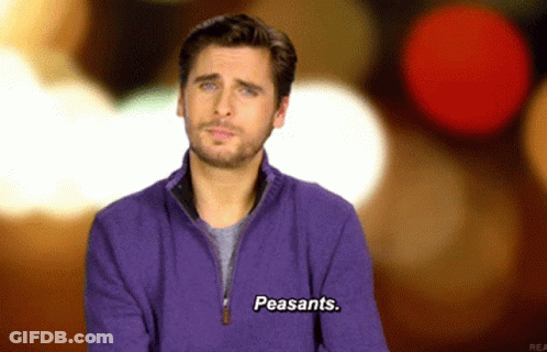 Man In Purple Sweater Saying Peasants GIF
