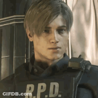 Man In R.P.D. Vest Standing In Front Of Window GIF