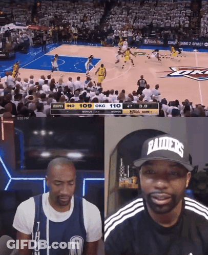 Man In Raiders Hat Watching Basketball GIF